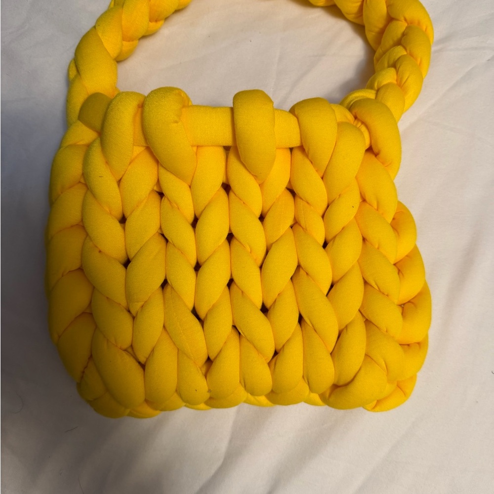 Chunky Knit Yellow Handbag